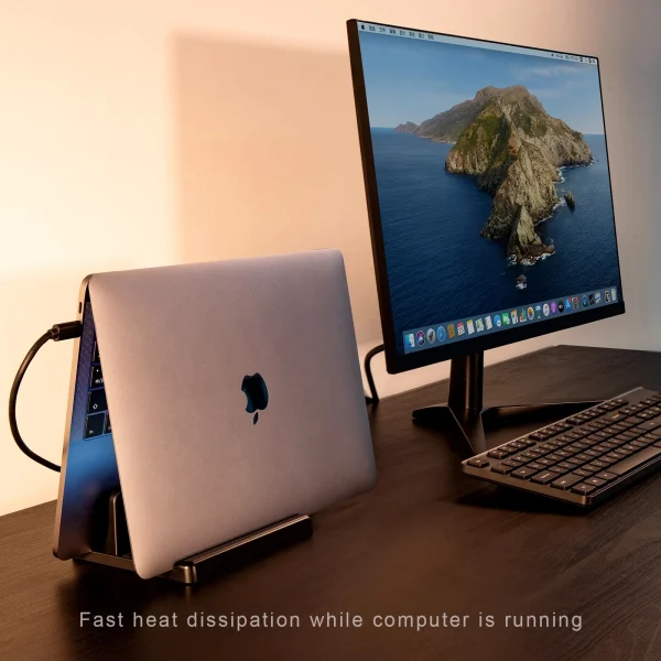 Plastic Vertical Laptop Stand Holder Adjustable Desktop Notebook Dock Space-Saving 3 In 1 computer stand - Image 5