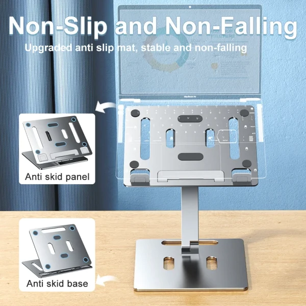Aluminum Laptop Stand Height  Angle Adjustable Reading Stand with Foldable Base Notebook Desktop iPad Stand Tablet Stand Holder - Image 5