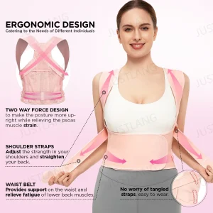 JUSTLANG Back Posture Corrector Lumbar Pad Waist Support Hunchback Spinal Orthopedic Straps Correct UNISEX Back Brace For Adult