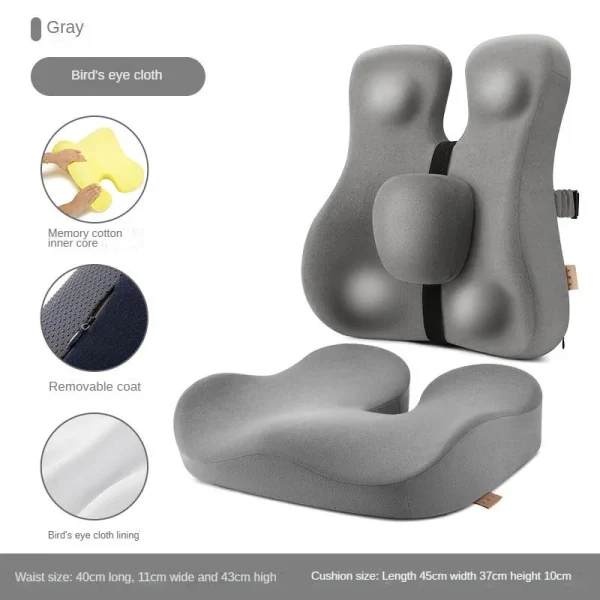 Memory Foam Seat Cushion Waist Back Support Pillow Set Orthopedic Ergonomic Coccyx Relief Hip Lumbar Pad for Office Chair Car - Image 7