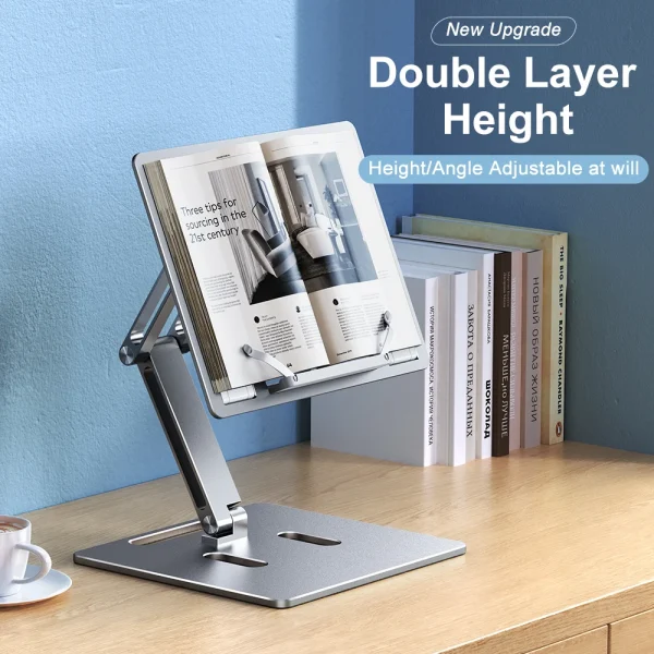 Aluminum Laptop Stand Height  Angle Adjustable Reading Stand with Foldable Base Notebook Desktop iPad Stand Tablet Stand Holder - Image 2