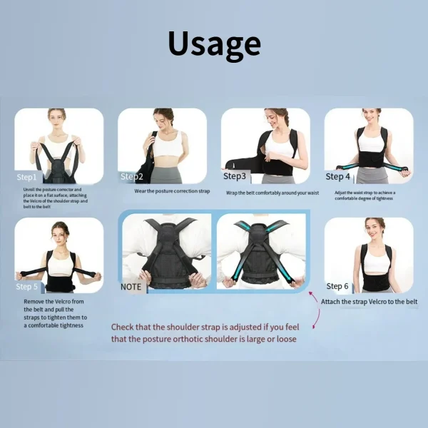 Posture Corrector Back Orthopedic Straps for Men and Women Fully Adjustable Spinal Brace Comfortable Effective Upper Back Brace - Image 5