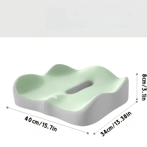 1pc Memory Foam Seat Cushion - 3D Ergonomic Support| Light Green & Grey, Washable Polyester, Car/Office Essentials - Image 6