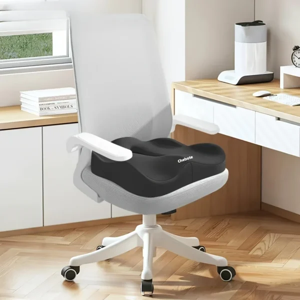 1pc Memory Foam Seat Cushion - 3D Ergonomic Support| Light Green & Grey, Washable Polyester, Car/Office Essentials - Image 7