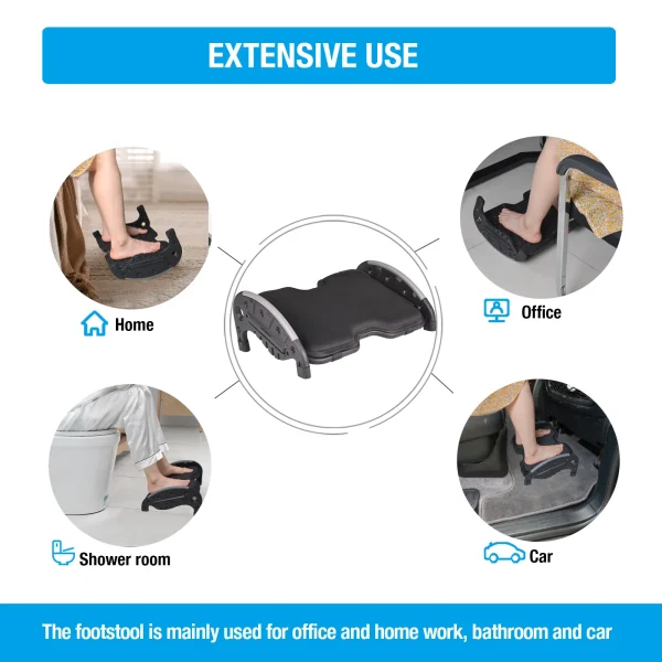 Foot Rest Stool for Under Desk at Work with Removable Soft Warm Foam Cushion Ergonomic Foot Stool with Massage Texture Office - Image 4
