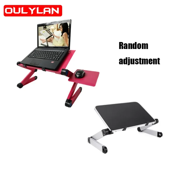 Adjustable Laptop Desk Stand Portable Aluminum Ergonomic Lapdesk ForSofa PC Notebook Table Desk Stand With Mouse Pad Punk - Image 3