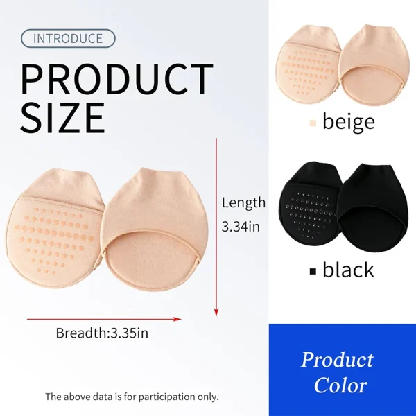 Metatarsal Sleeve Pads Ball of Foot Cushions with Soft sponge and silicone dots forefoot cushioning socks Non Skid Half Socks - Image 2