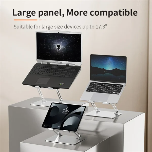 JOMAA Aluminum Alloy Adjustable Laptop Stand Ergonomic Notebook Riser Holder Computer Stand Compatible with Laptops Tablet - Image 4