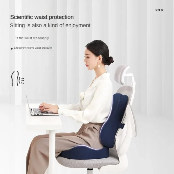 Memory Foam Seat Cushion Waist Back Support Pillow Set Orthopedic Ergonomic Coccyx Relief Hip Lumbar Pad for Office Chair Car - Image 2