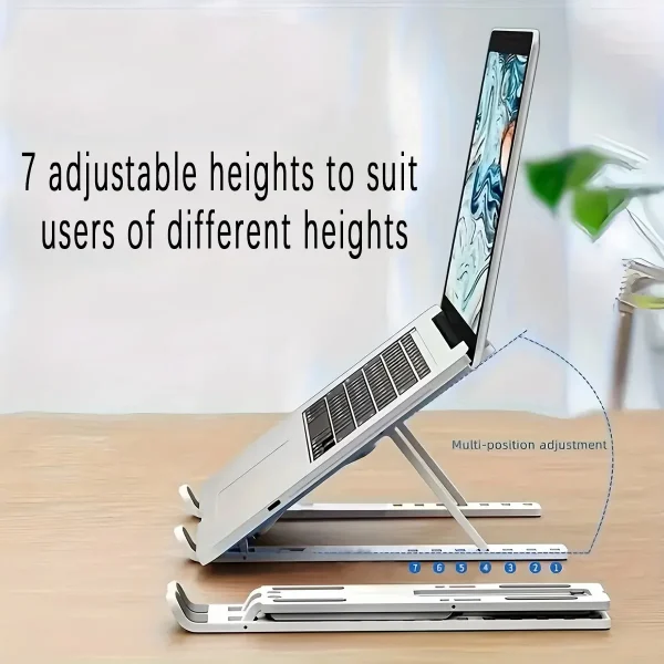 Laptop stand, seven adjustable levels, foldable laptop desktop heightening and cooling tablet support stand - Image 5