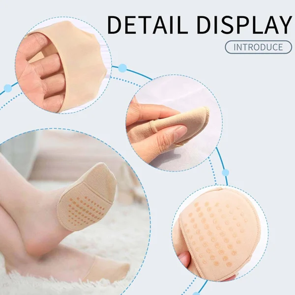 Metatarsal Sleeve Pads Ball of Foot Cushions with Soft sponge and silicone dots forefoot cushioning socks Non Skid Half Socks - Image 4