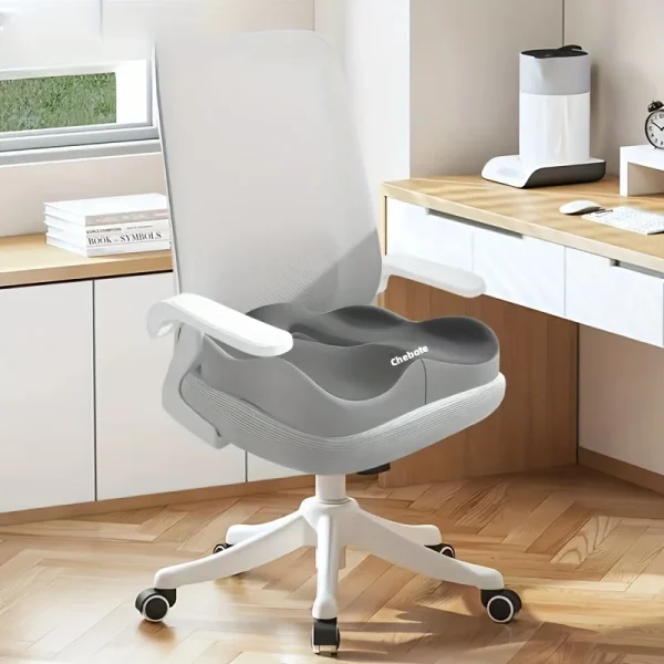 1pc Memory Foam Seat Cushion - 3D Ergonomic Support| Light Green & Grey, Washable Polyester, Car/Office Essentials - Image 8