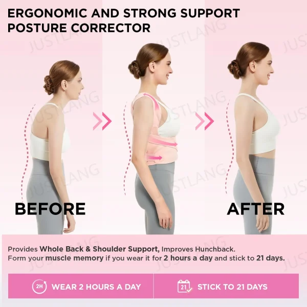 JUSTLANG Back Posture Corrector Lumbar Pad Waist Support Hunchback Spinal Orthopedic Straps Correct UNISEX Back Brace For Adult - Image 5