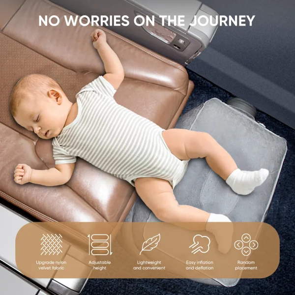 Airplane Foot Rest Travel Foot Rest Pillow Inflatable Travel Foot Rest for Airplanes Adjustable Height 3-Layer Ergonomic Folding - Image 6
