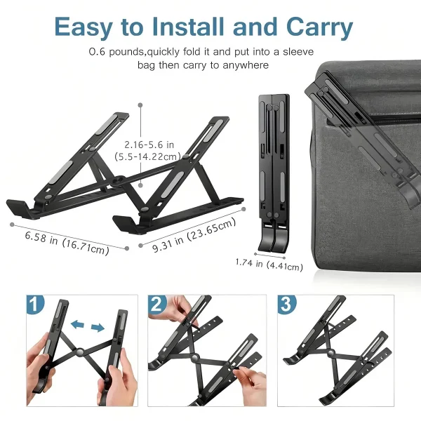 Laptop stand, seven adjustable levels, foldable laptop desktop heightening and cooling tablet support stand - Image 4
