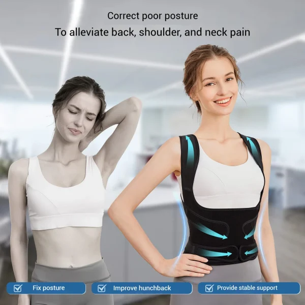 Back Support Brace Posture Corrector for Women and Men Back Straightener Posture Corrector Scoliosis and Hunchback Correction - Image 2