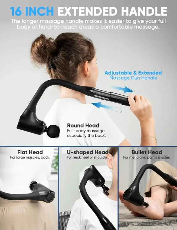 Portable Fascial Massage Gun Electric Percussion Pistol Massager Body Relaxation With LED Touch Screen 4Replaceable Massage Head - Image 6