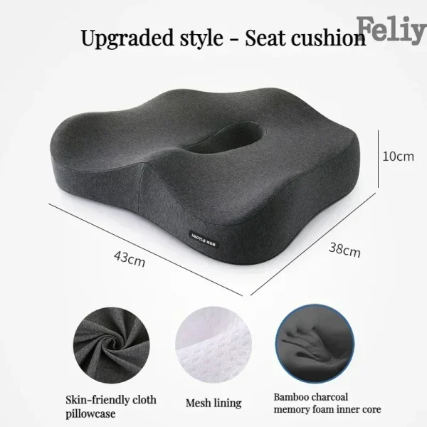 Memory Foam Seat Cushion Office Chair Cushion Car Seat Support Waist Pillow Massage Buttocks Pad Pain Relief Orthopedic Pillow - Image 18