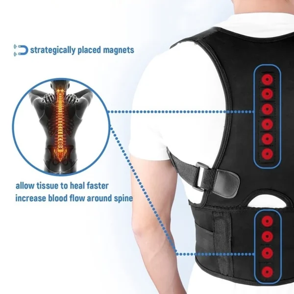 Posture Corrector Magnetic Therapy Clavicle Back Straightener Shoulder Support Brace Lumbar Belt Correction Adjustable Men Women - Image 4