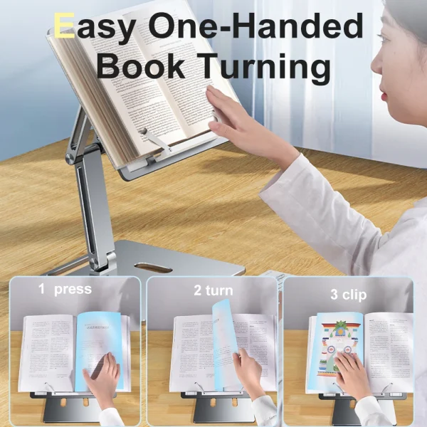 Aluminum Laptop Stand Height  Angle Adjustable Reading Stand with Foldable Base Notebook Desktop iPad Stand Tablet Stand Holder - Image 6