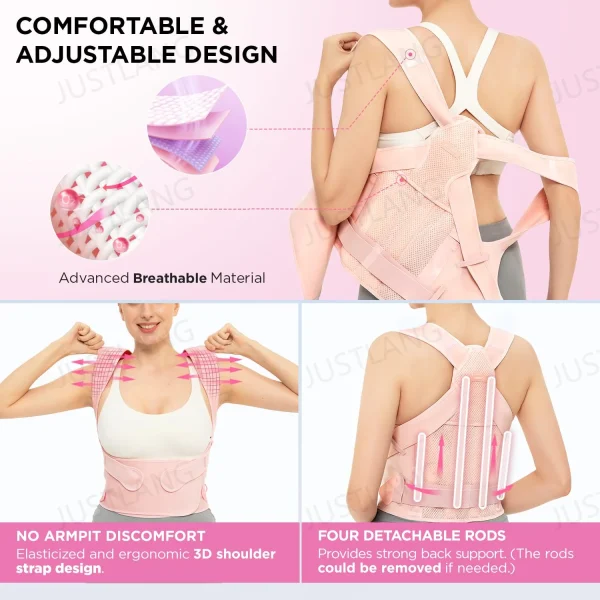 JUSTLANG Back Posture Corrector Lumbar Pad Waist Support Hunchback Spinal Orthopedic Straps Correct UNISEX Back Brace For Adult - Image 2