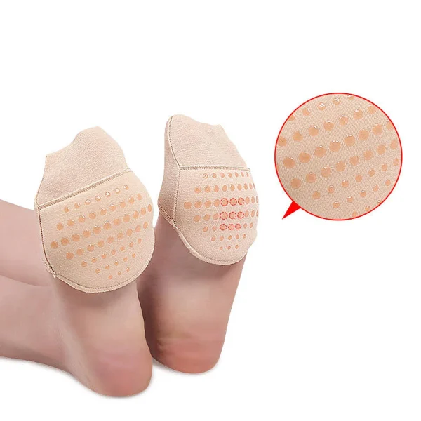 Metatarsal Sleeve Pads Ball of Foot Cushions with Soft sponge and silicone dots forefoot cushioning socks Non Skid Half Socks - Image 3