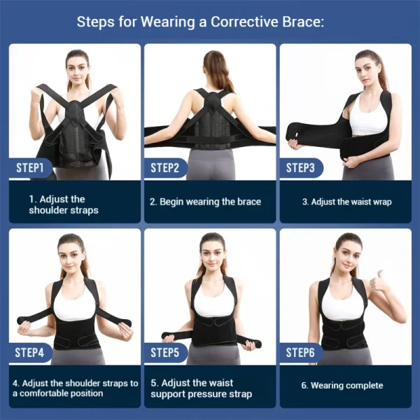Back Support Brace Posture Corrector for Women and Men Back Straightener Posture Corrector Scoliosis and Hunchback Correction - Image 4