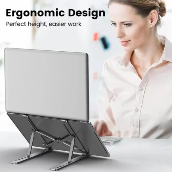 Aluminum Alloy Laptop Holder Stand Adjustable Foldable Portable for Notebook Computer Bracket Lifting Cooling Holder Non-slip - Image 2