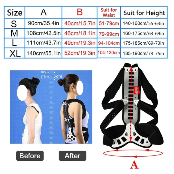 Adjustable Back Brace Posture Corrector Women Men Back Straightener Trainer for Scoliosis & Hunchback Correction, Spine Support - Image 7