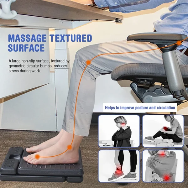 Adjustable Footrest Removable Foam Cushion Under Desk Footrest with Massage Beads for Car Home Office Stool  4-Level Height - Image 6
