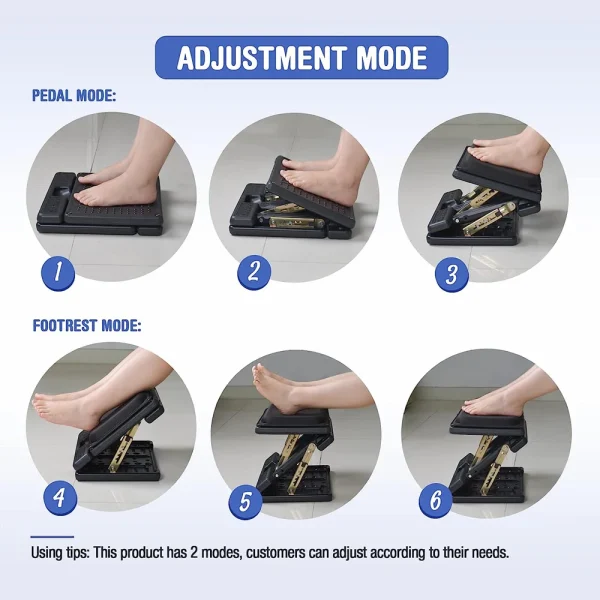 Adjustable Footrest Removable Foam Cushion Under Desk Footrest with Massage Beads for Car Home Office Stool  4-Level Height - Image 5