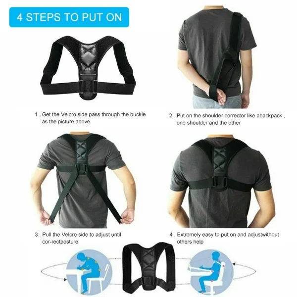 Adjustable Back Posture Corrector Preventing Humpback Upper Back Neck Brace Shoulder Back Correction Belt Spine Pain Relief - Image 6