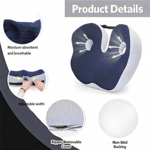 Portable Memory Foam Seat Cushion U-Shaped Office Car Airplane Pillow Back Support Pain Relief Pillow Ergonomic Body Support - Image 4